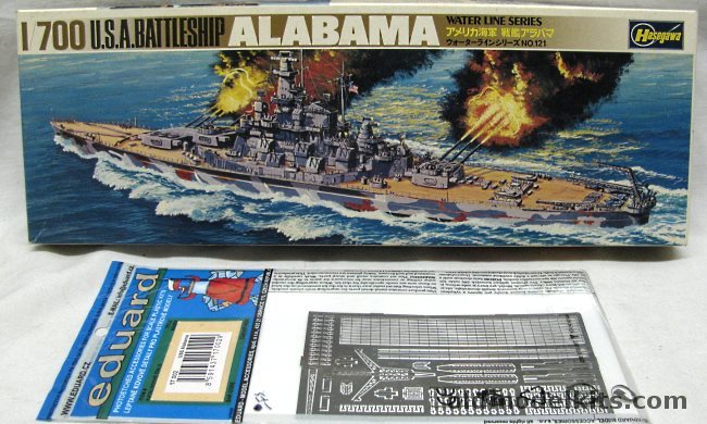 Hasegawa 1/700 USS Alabama BB60 Battleship With Eduard PE Detail Set, 121 plastic model kit